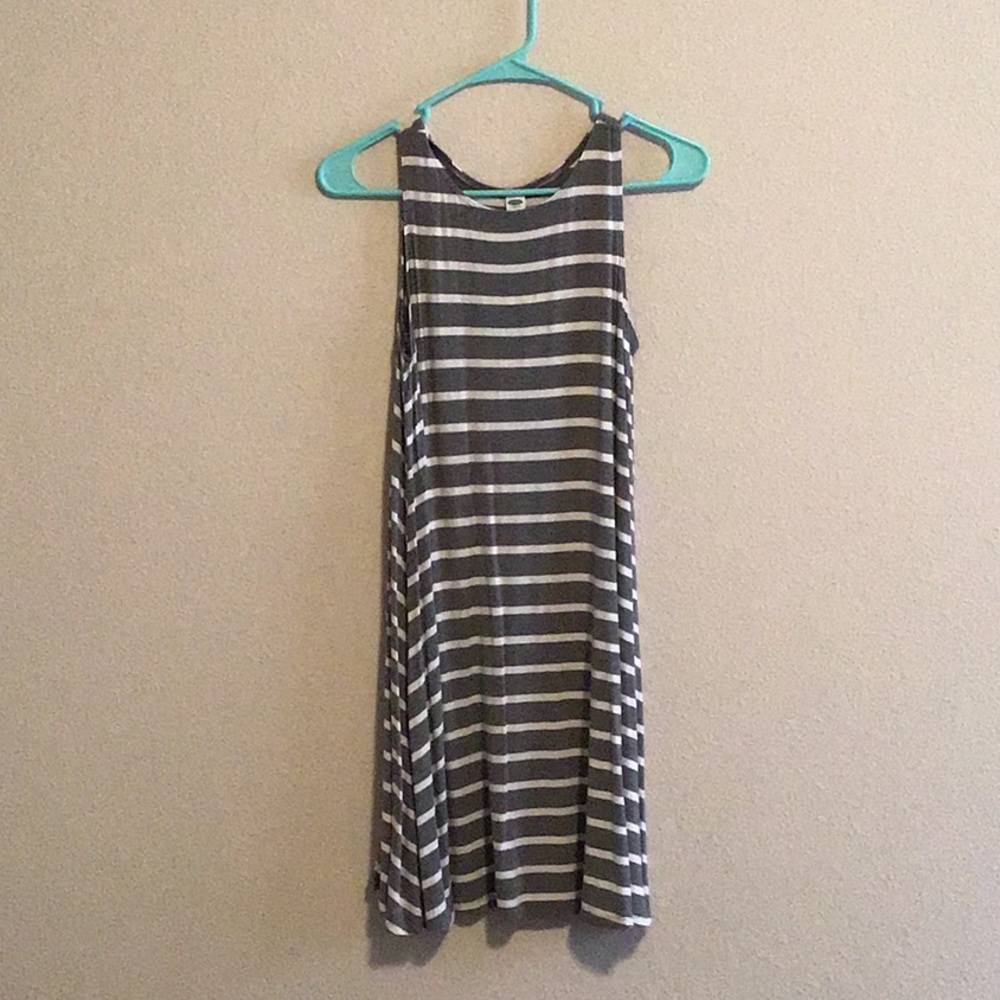White and gray t shirt tank dress